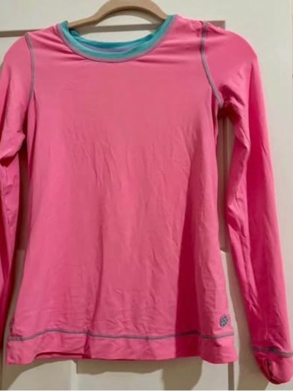 Lilly Pulitzer Pink Long Sleeve Rash Guard with Teal Trim